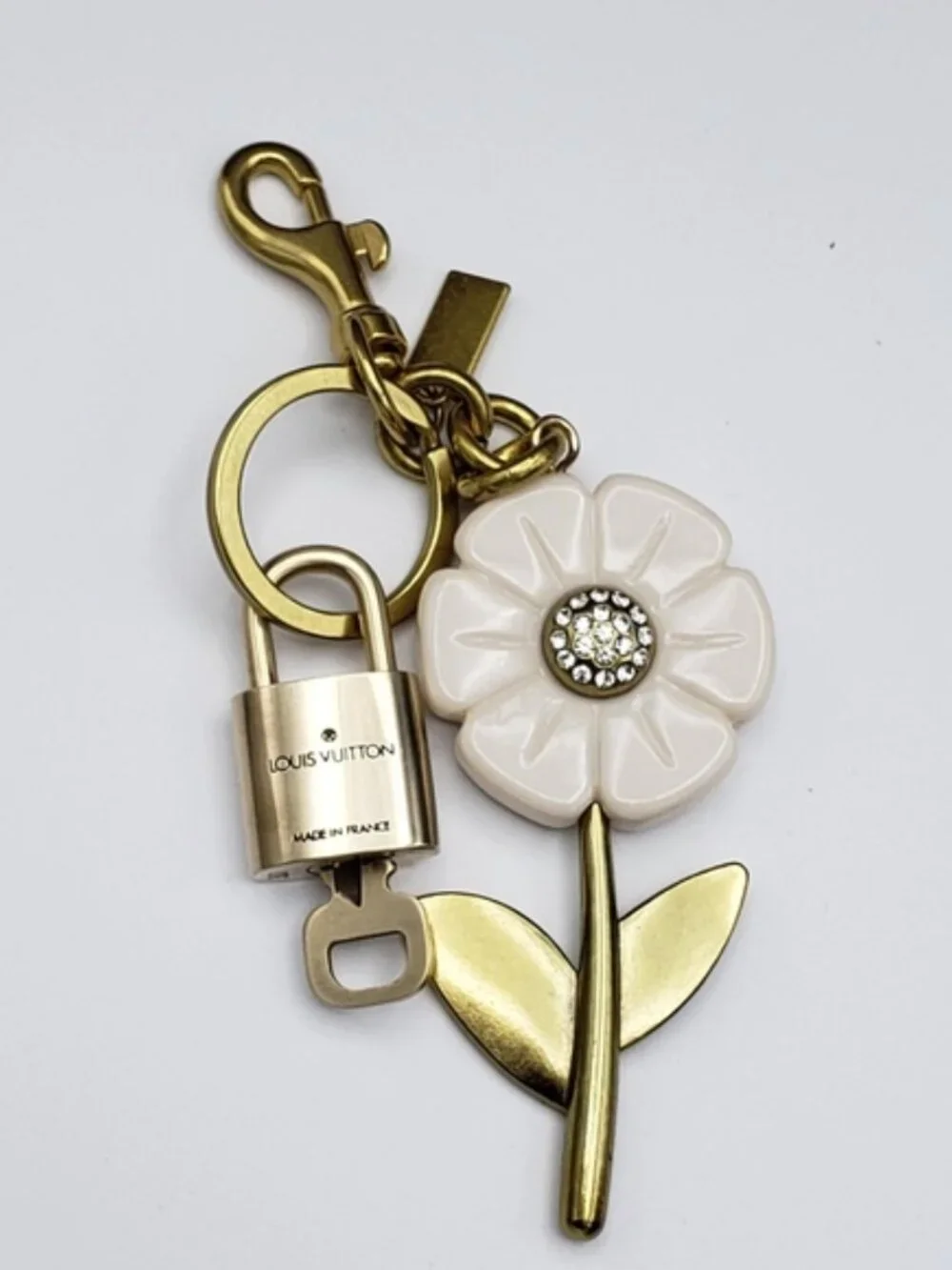 Authentic Louis Vuitton Gold Lock 🔒 Unbranded Flower Keychain Bag Charm LV